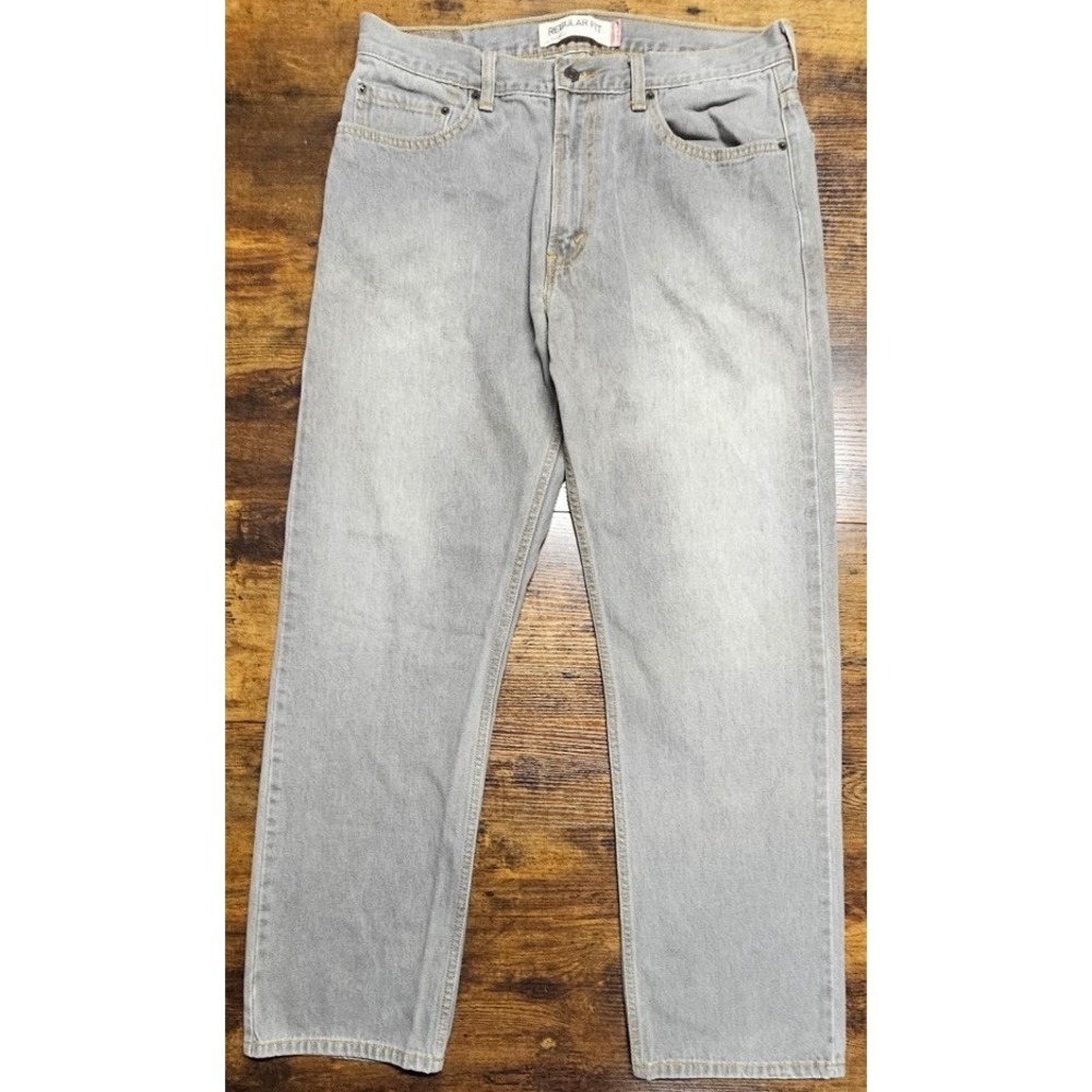 Vintage Levis 505 Jeans Men's 36x31 Light Gray Regular Fit Straight Denim Y2K